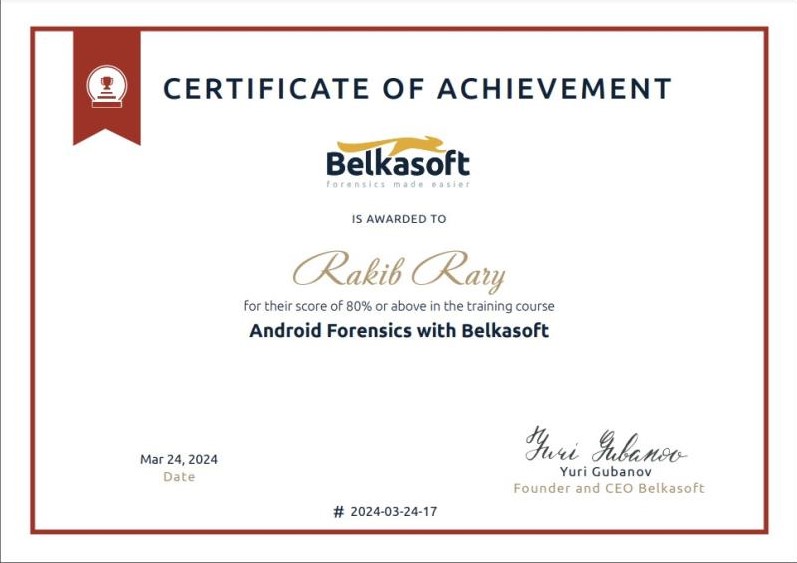 Android Forensics Certificate